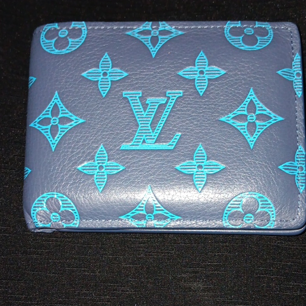 Louis Vuitton Navy and Aqua Monogram Wallet